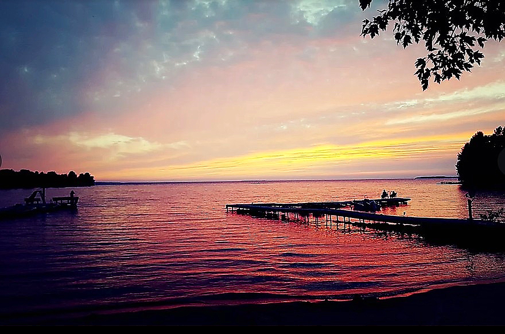 Purple and pink Lake Nipissing sunset from Cosy Cove