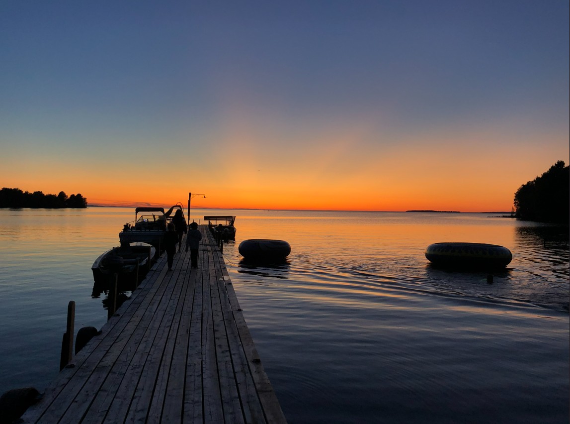 Spectacular sunset from the dock at Cosy Cove, Lake Nipissing